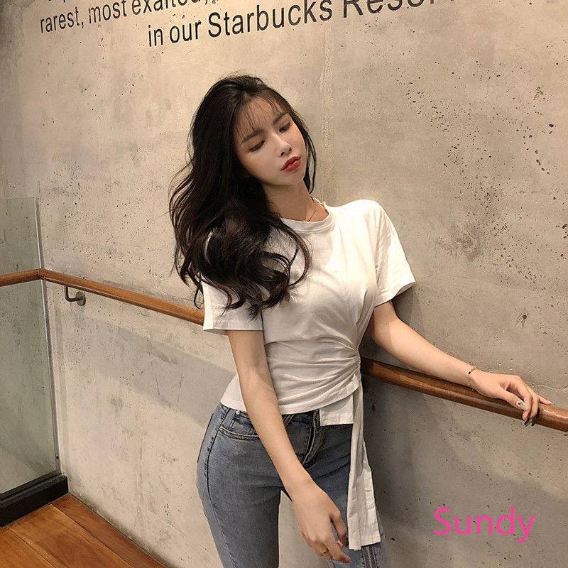 Áo Kiểu Hàn Quốc Thiết Kế Lệch Tà Thời Trang Mùa Hè Cho Bé Gái