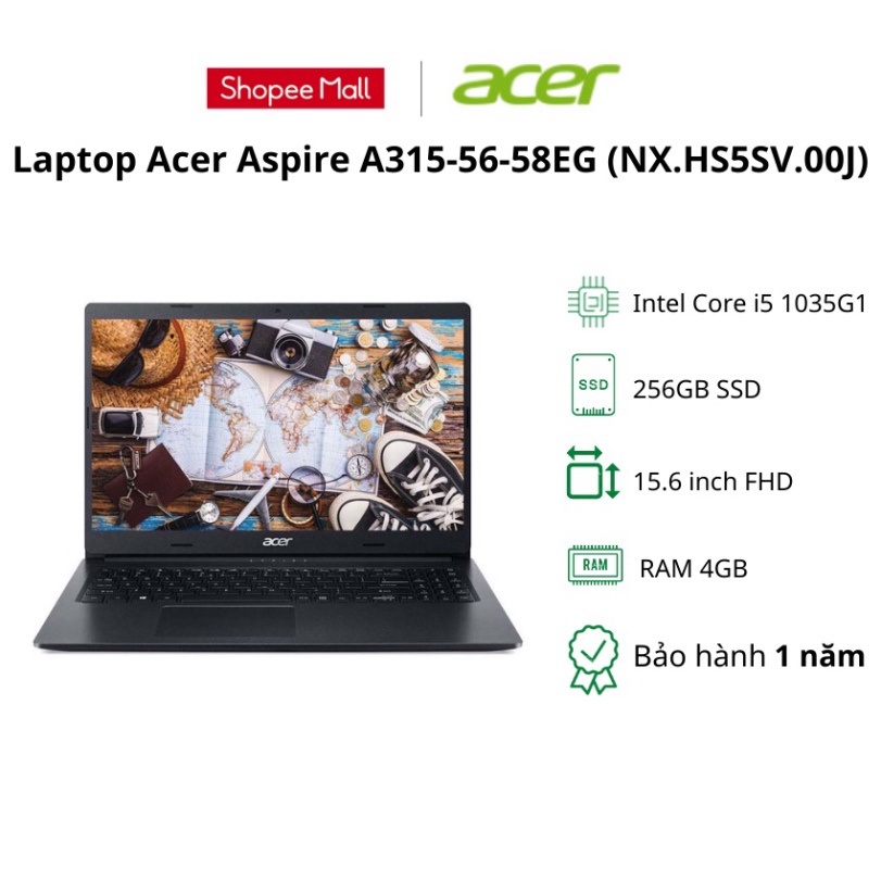 Laptop Acer Aspire 3 A315-56-58EG (Core™ i5-1035G1 + 15.6 inch FHD)