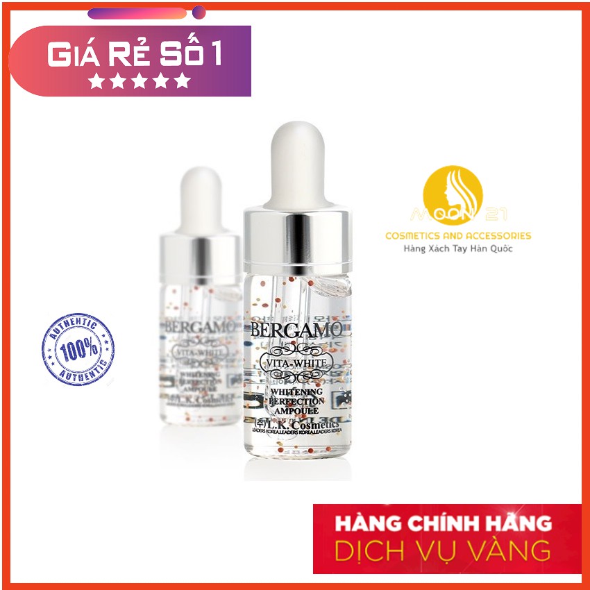 [Chính Hãng] Tinh Chất Dưỡng Trắng Da Bergamo Snow White & Vita-White Whitening Perfection Ampoule 13ml x 1 ống