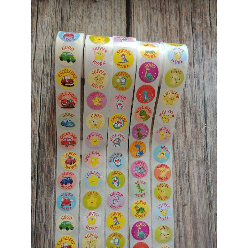 Cuộn 500 nhãn dán sticker tiếng anh khen tặng các mẫu
