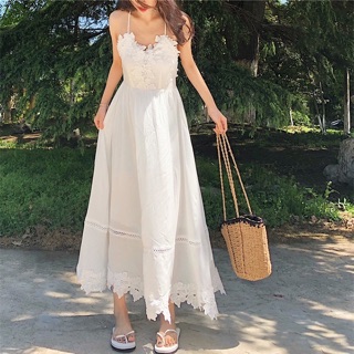 Váy maxi trắng đan lưng chất đẹp loại 1
