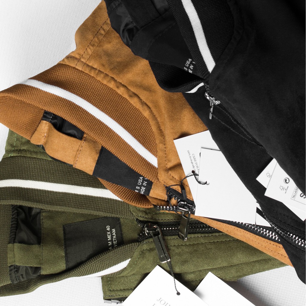 Bomber 8 màu ZR da lộn có viền cổ kéo áo khoác chất dạ AKZR28 - Leo Vatino | BigBuy360 - bigbuy360.vn