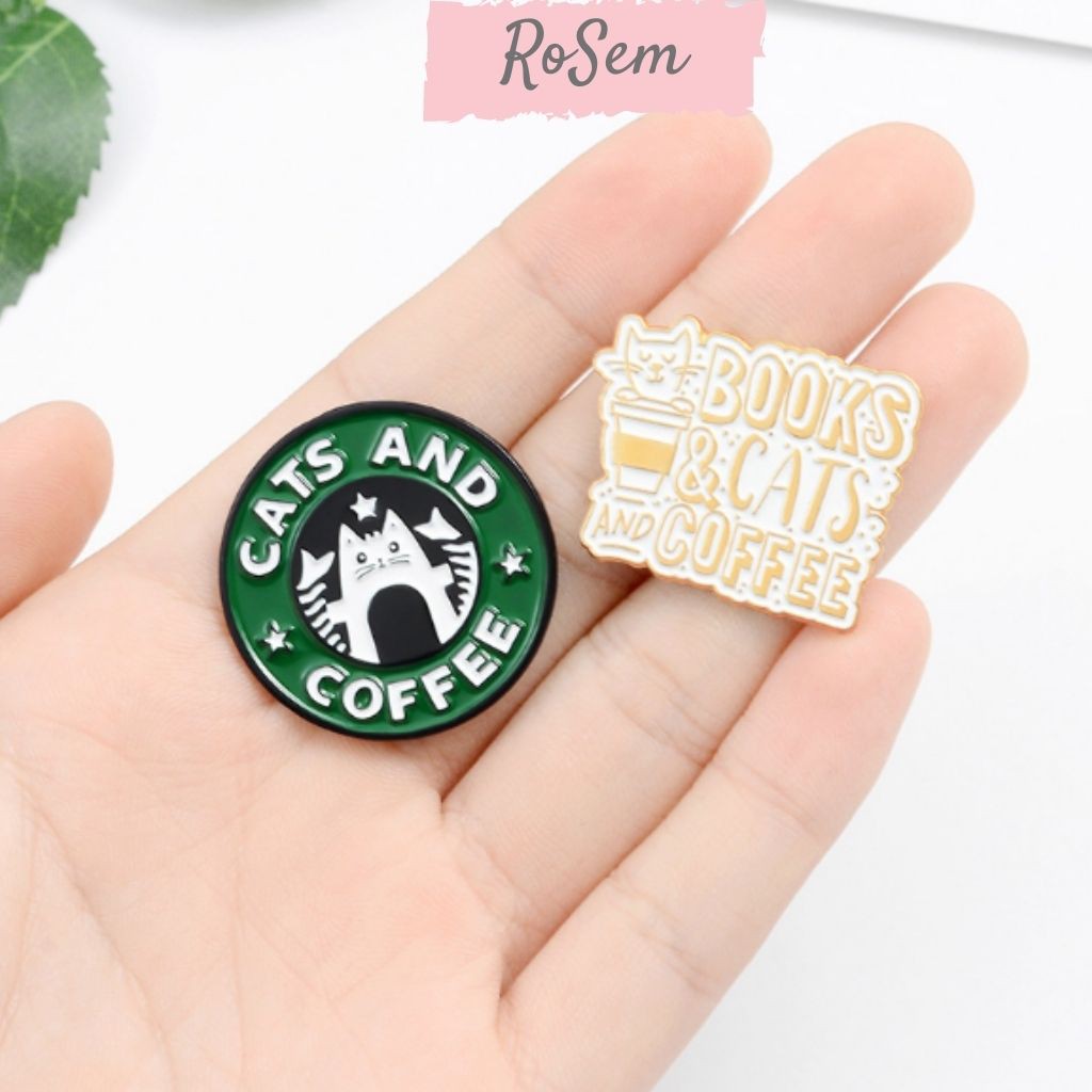 Pin cài áo, huy hiệu, ghim cài áo, mũ, balo, túi xách hình Mèo Starbucks