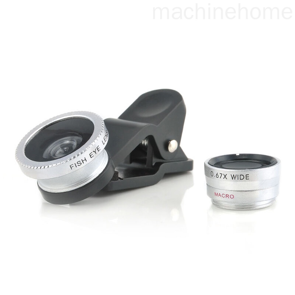 Bộ ống kính dạng kẹp kiểu mắt cá góc rộng 180 độ 0.67X 3 trong 1 cho camera điện thoại