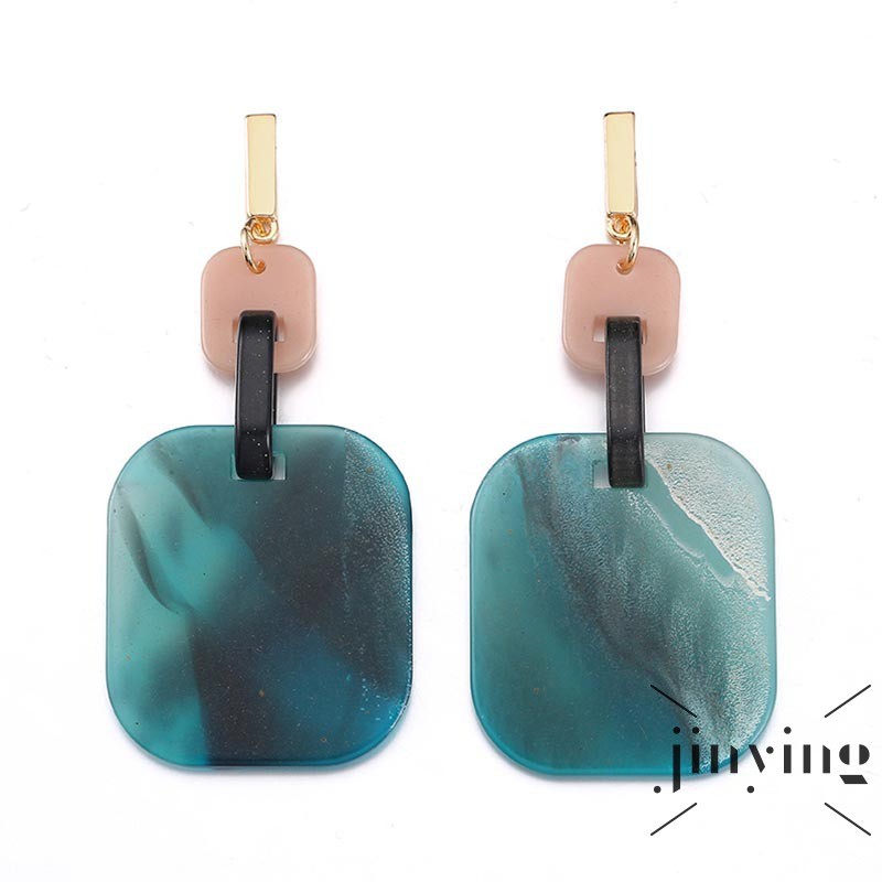 GETNOIVAS Đôi khuyên tai vuông đính hạt nhựa vuông nhiều màu phong cách Hàn Quốc cho nữ