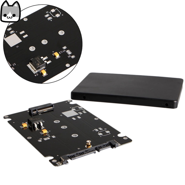 Black Case B + M Female 2 M.2 NGFF SSD to 2.5 SATA Adapter for 2230/2242/2260 / 2280mm m2 SSD