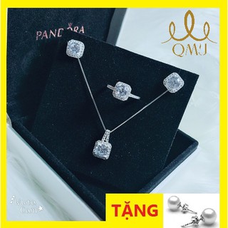 Bộ bạc đẹp 💖freeship giảm 20k khi nhập - bộ đá vuông cao cấp bạc 925 cao cấp, bạc chuẩn 100%
