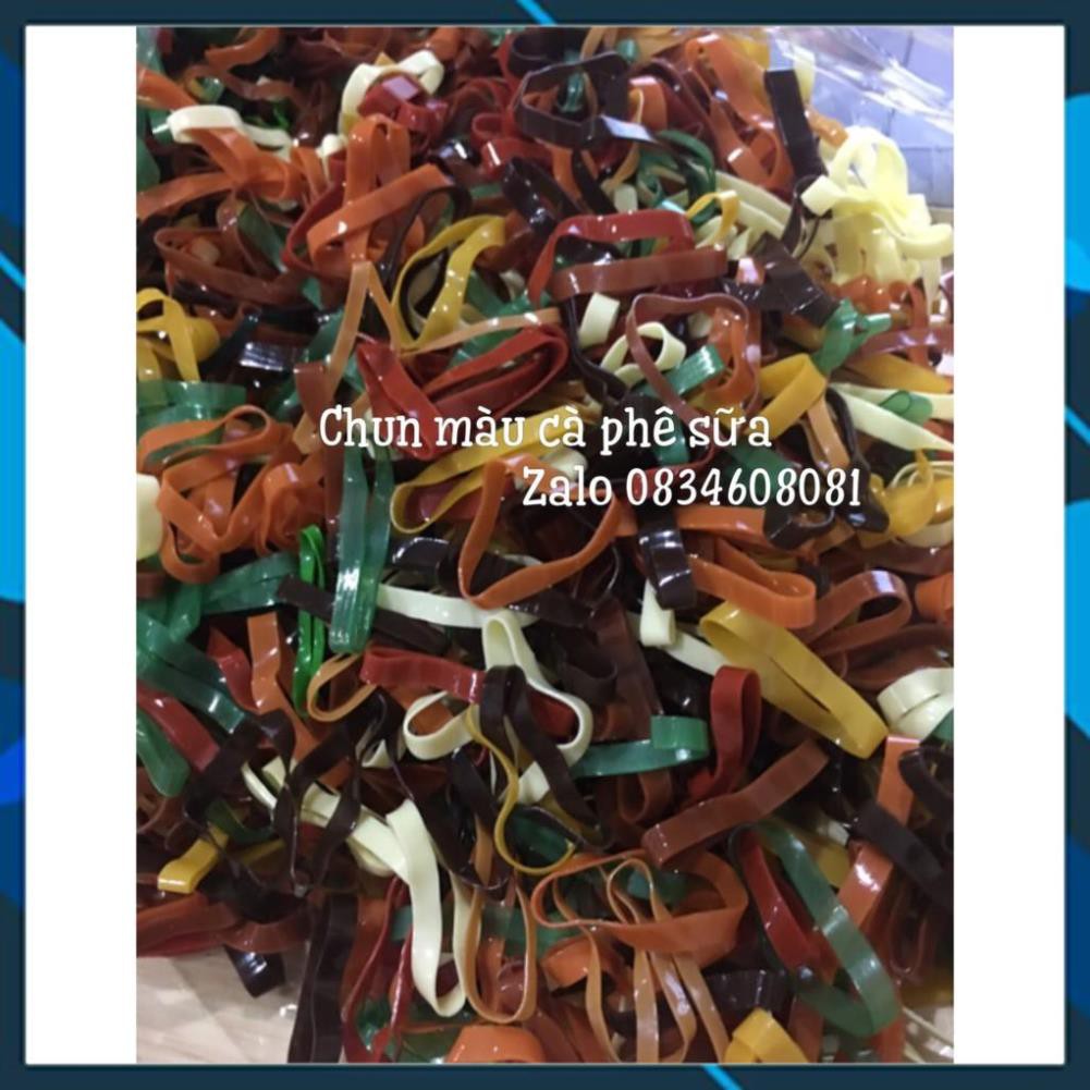 FREESHIP- 1K Thun chun cột tóc chia sẵn có túi MÀU CÀ PHÊ SỮA