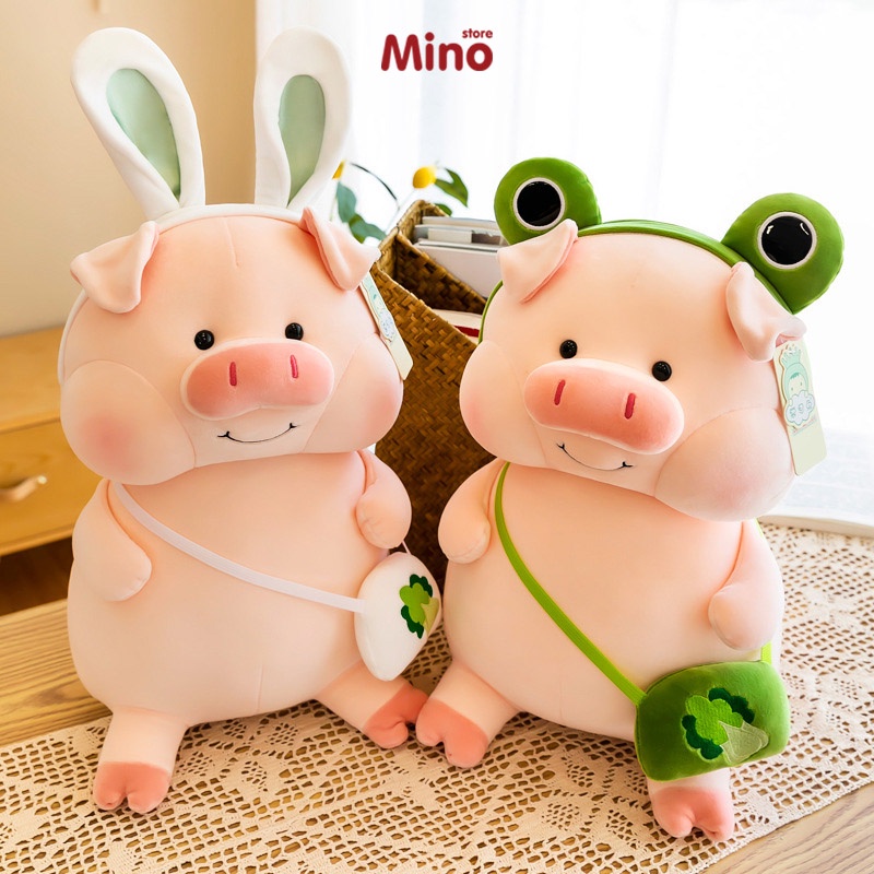 Gấu Bông Heo Hồng Cosplay Ếch Và Thỏ MINO STORE TH95