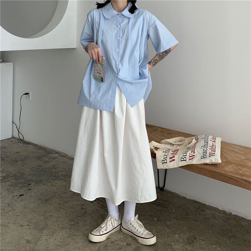 new loose Doll collar Regular t-shirt