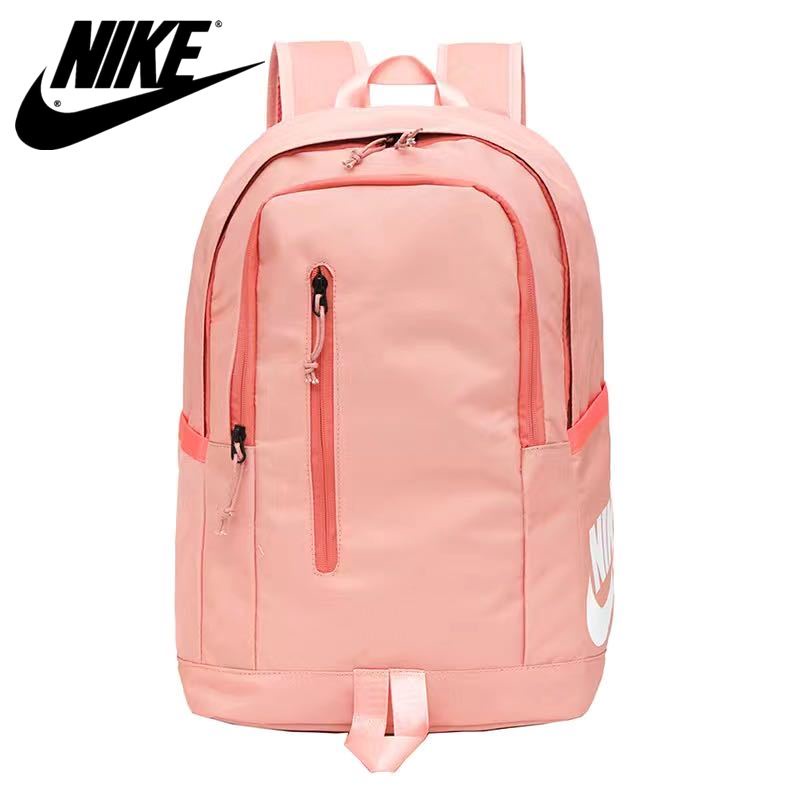 * Ba Lô Nike Vải Canvas Chống Thấm Nước Sức Chứa Lớn Màu Hồng Thích Hợp Cho Đi Học/Du Lịch Ngoài Trời Lar 01