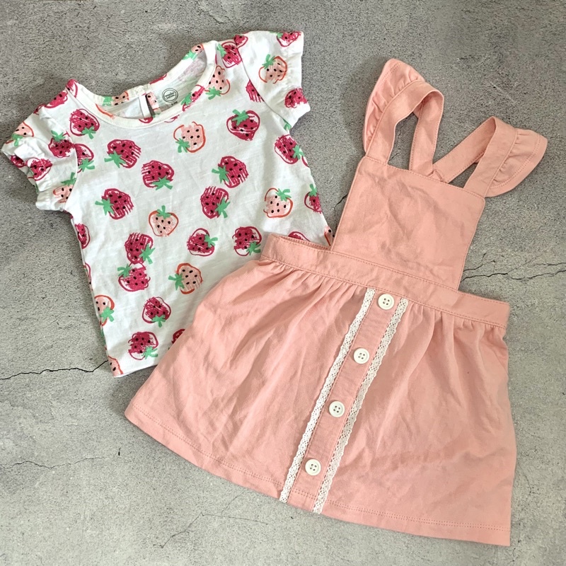 Set yếm cánh tiên kèm áo xuất dư xịn hãng Wonder cho bé gái 3m-5y.