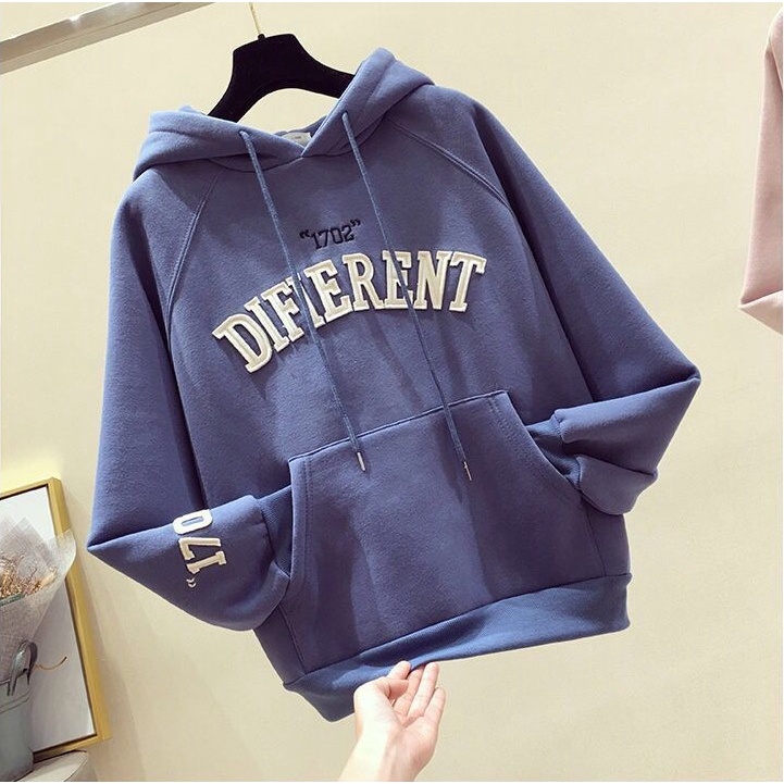 Áo khoác Hoodie unisex nam nữ thêu chữ Difierent, Áo khoác Hoodie form rộng chất nỉ bông 2 lớp siêu ấm | BigBuy360 - bigbuy360.vn