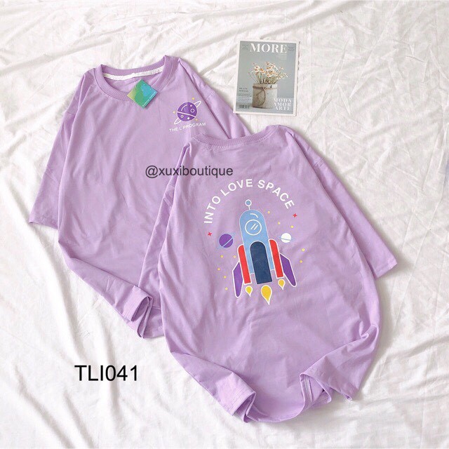 Áo Thun Tay Lỡ Vũ Trụ Tím 🌸FREESHIP🌸 [ IN TO THE LOVE SPACE ] phù hợp cho cả nam và dưới dưới 75 kg | BigBuy360 - bigbuy360.vn