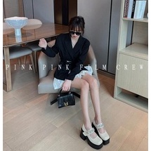 Giày Cao Gót Quai Dán Đính Đá Đế Dày Chống Thấm Nước Thời Trang Mới Dành Cho Nữ 2022