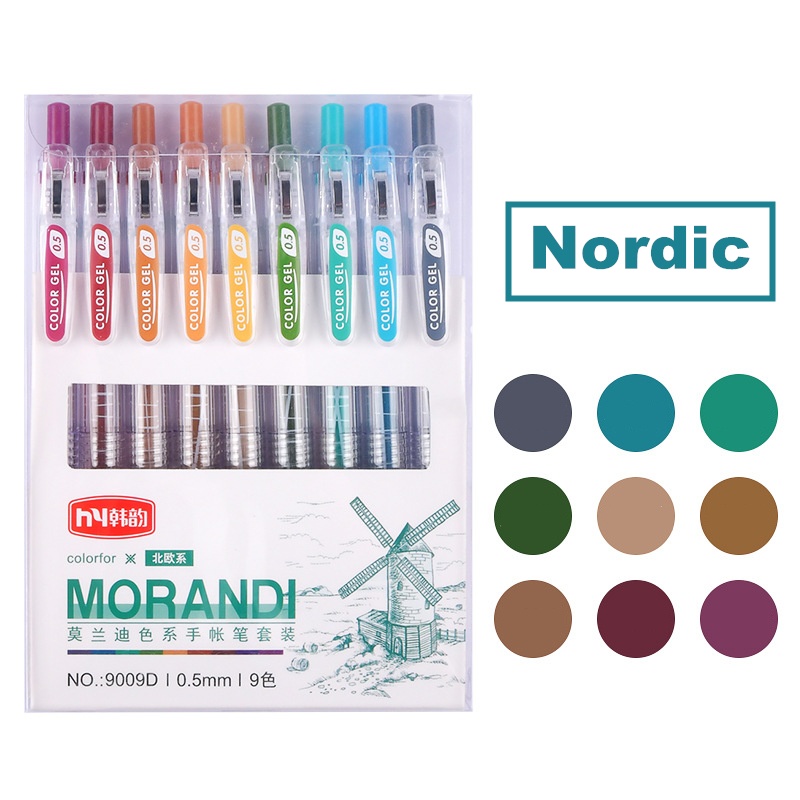 Set 9 Bút Mực Gel Nhiều Màu Sắc
