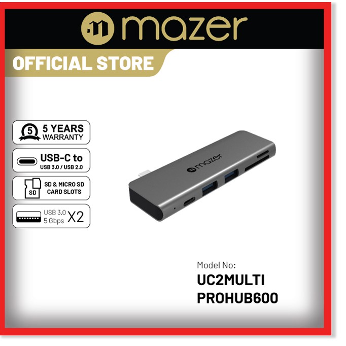 Cổng Chuyển Đổi Mazer USB-C Direct Plug-in 5 in 1