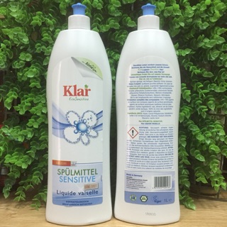 Nước rửa chén bát hữu cơ cho da nhạy cảm Klar (Almawin) chai 1 lít
