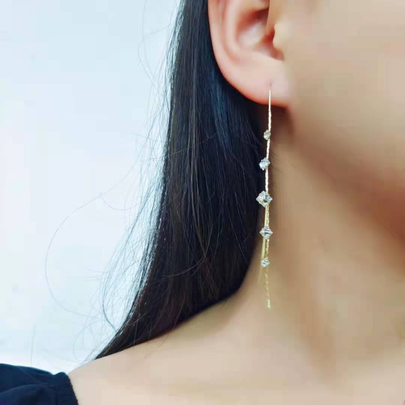 Khuyên Tai Hình Chữ Nhật Đính Đá Zircon Đơn Giản Phong Cách Retro Hàn Quốc