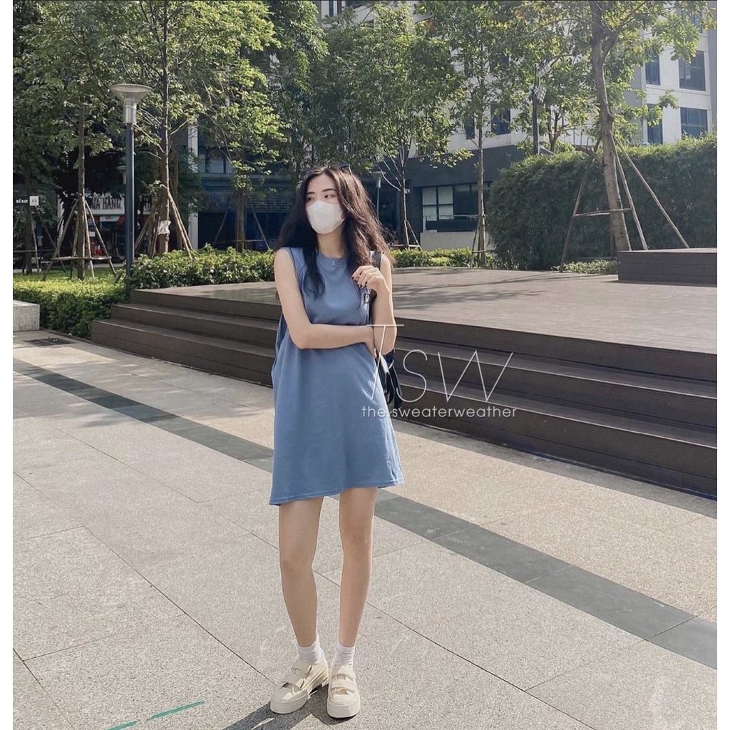 Váy Tanktop logo Icon Hình Con Bò 🎁 Nana's House - FREESHIP 🎁 Đầm ba lỗ form rộng, dáng suông, nữ tính | BigBuy360 - bigbuy360.vn