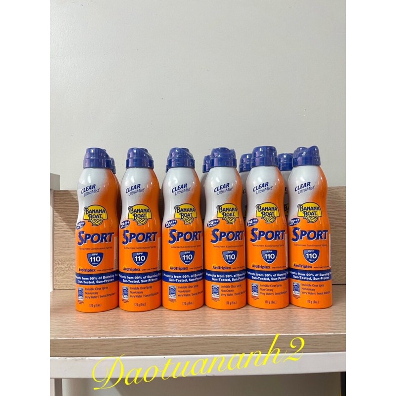 [USA] - Bình xịt chống nắng Banana Boat Sport thể thao SPF110 170g - Hàng chính hãng DKSH Việt Nam