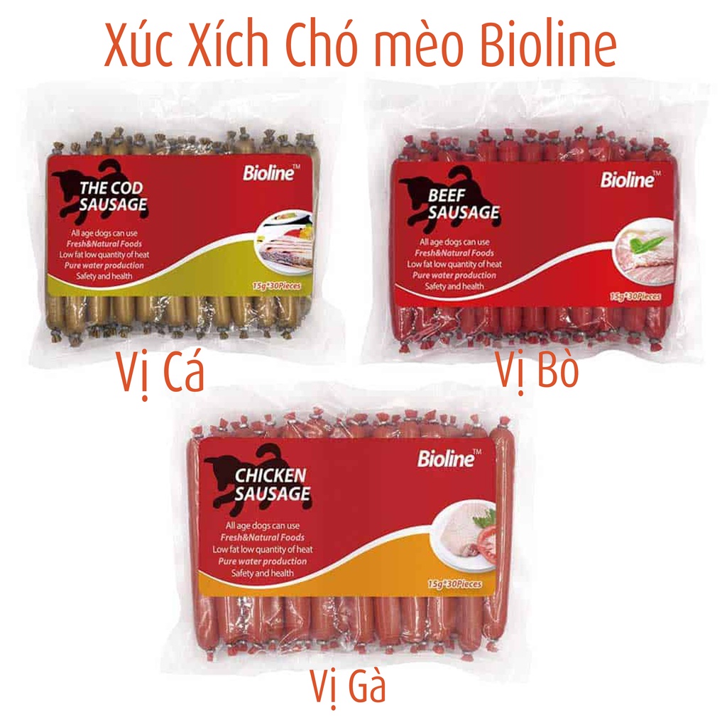 Xúc Xích Chó Mèo, Xúc Xích Ăn Liền Dành Cho Thú Cưng, Thức Ăn Chó Mèo - 15G