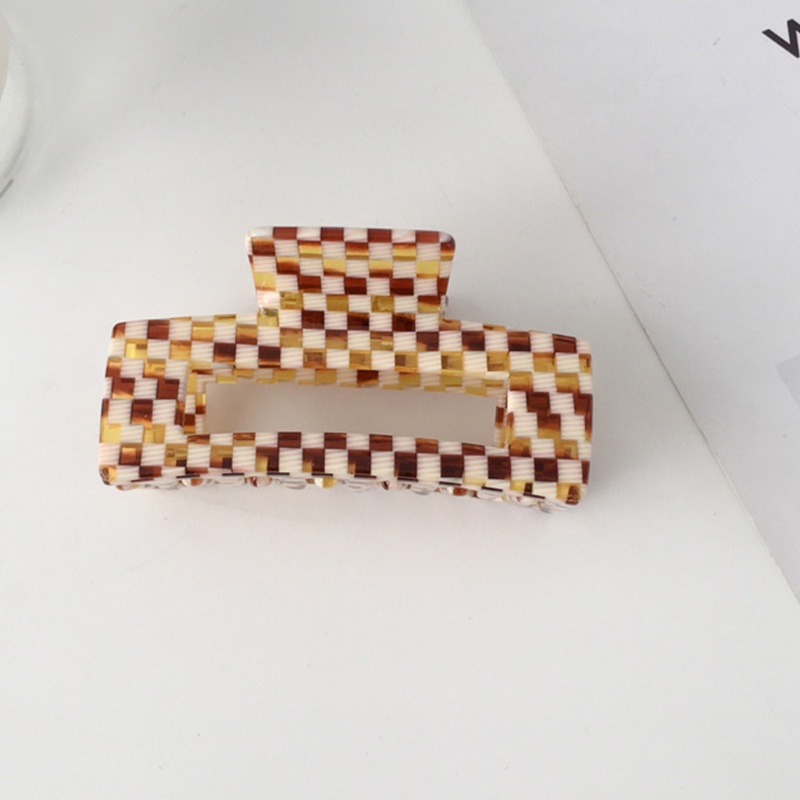 Kẹp Tóc Cà Phê / Tóc Đuôi Ngựa Họa Tiết Hình Học Kẻ Sọc Caro Phong Cách Vintage