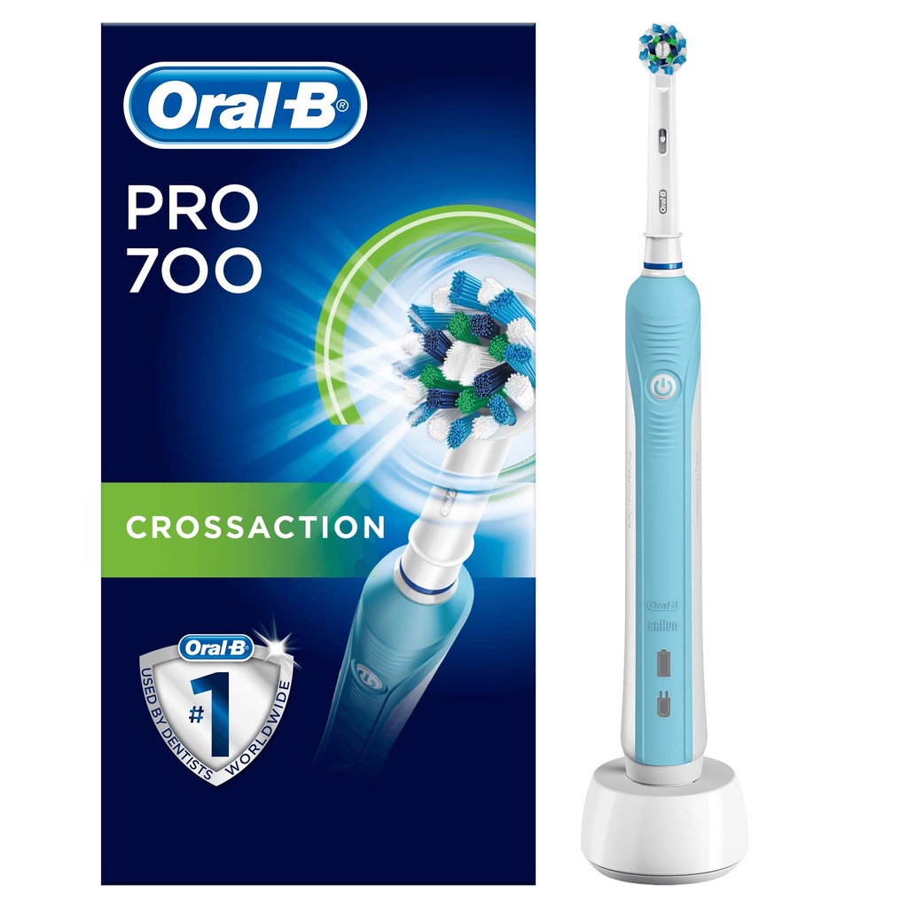 Bàn chải đánh răng điện Oral-B Pro1 700 CrossAction chăm sóc răng miệng người lớn hiệu quả vượt trội