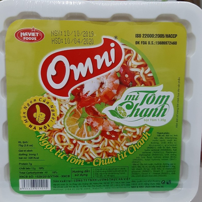 [Mã GROXUAN1 giảm 8% đơn 150K] Mì Tôm chanh Omni bát 75g | BigBuy360 - bigbuy360.vn