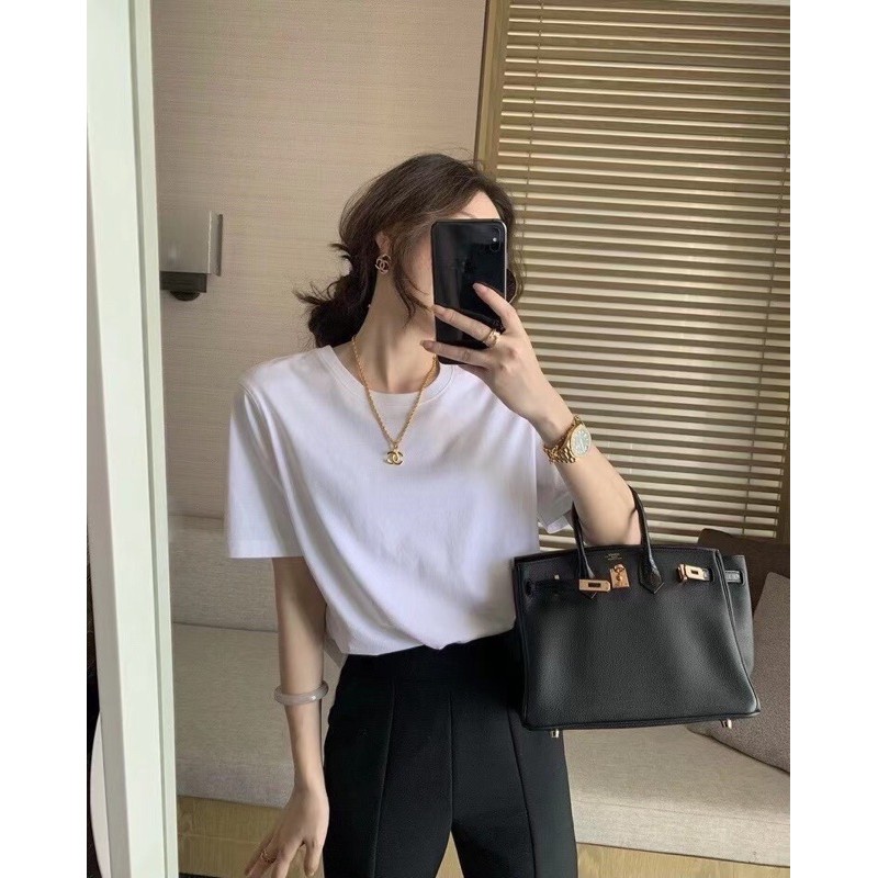 𝕌ℕ𝕀ℚ𝕃𝕆 áo phông trơn đen/trắng cho nam/nữ