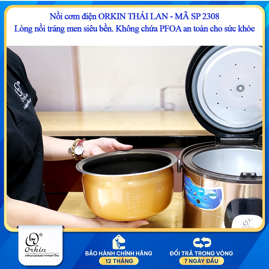 Nồi cơm điện Thái Lan Orkin ORT2308 dung tích 1.8L - Lòng nồi Phủ Ceramic cao cấp
