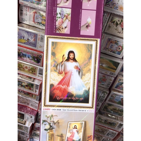 Tranh Đính Đá/Tranh Thêu Lòng Chúa Thương Xót Chưa Đính Lv489,Lv3496