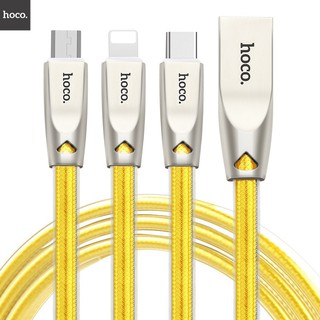 Cáp sạc 3 đầu Hoco U9 dài 1.5M (Lightning + MicroUSB + Type-C)