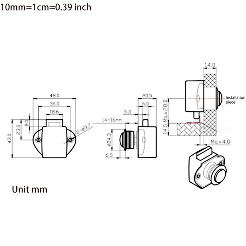 Nút Nhấn Khóa Cửa 14-18mm 20mm Chuyên Dụng
