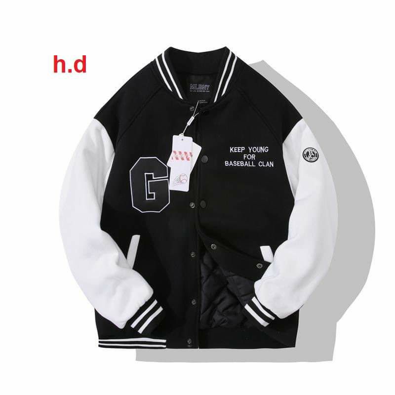 Áo khoác Bomber jacket Chữ G vs FChất nỉ dày dặn đẹp freesize 53kgphong cách hàn quốc nam nữ unisex