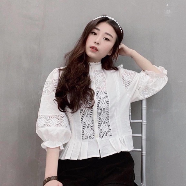 Áo sơ mi phối ren
