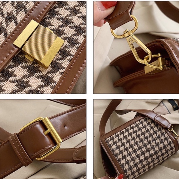 Túi xách nữ đẹp 3 ngăn cao cấp phối họa tiết caro hot trend HH 375