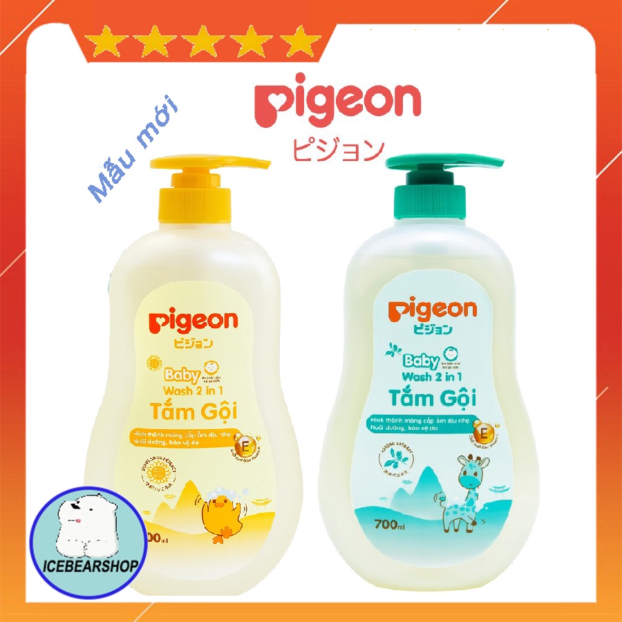 Sữa tắm em bé Pigeon 700ml với 2 hương cho bé, cấp ẩm nhanh, chai có vòi tiện dụng, không Paraben