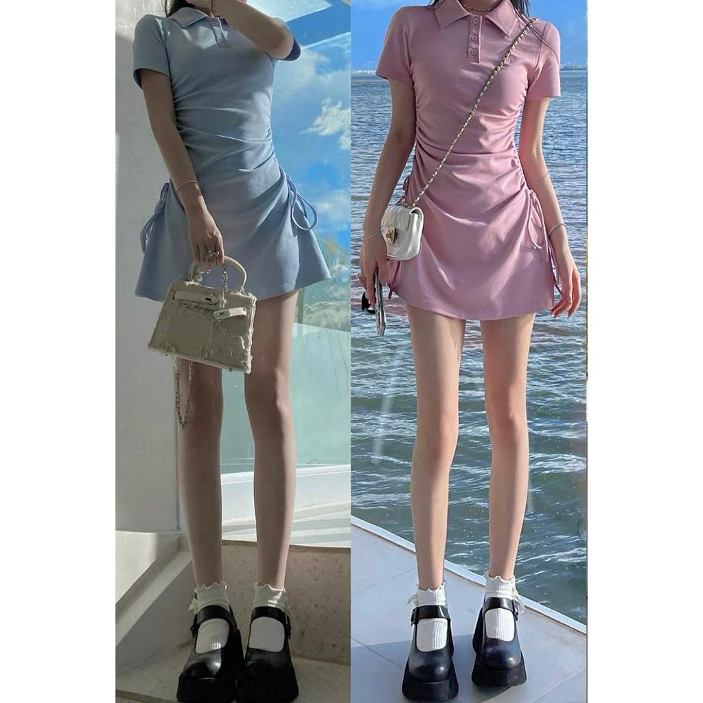 Váy polo nữ ngắn tay,Váy polo nữ cotton co giãn 2 chiều chiết eo hack dáng dự tiệc phong cách sexy mặc đi chơi siêu xinh