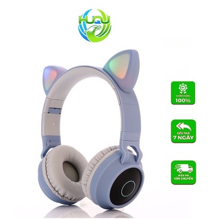Tai Nghe Bluetooth Huqu BT028C - Hinh Con Mèo Phát Sáng Đẹp Mắt, Công Nghệ Không Dây 5.0