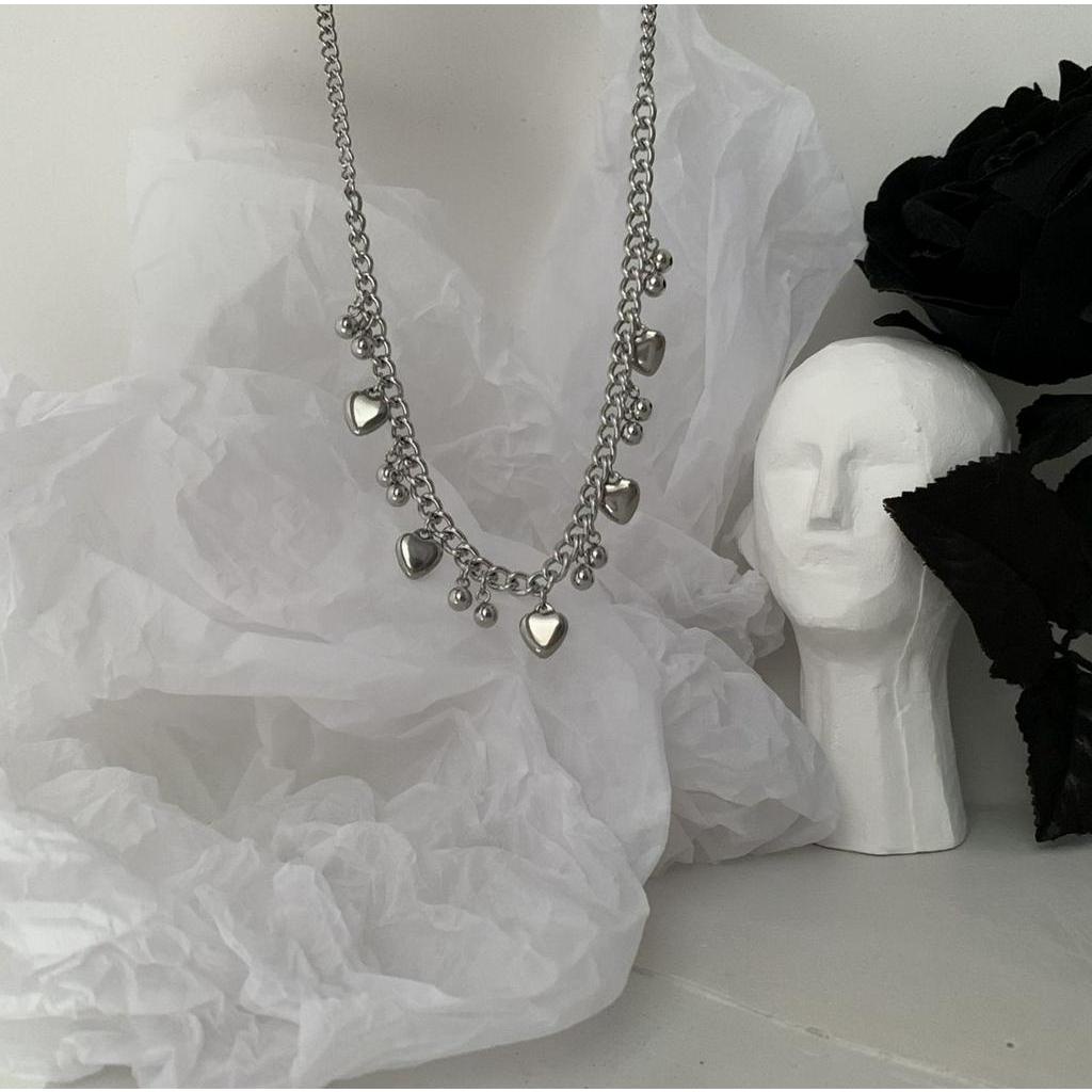 Dây Chuyền Thép Titan Mặt Trái Tim Nhỏ Phong Cách Hip Hop Hàn Quốc 23572