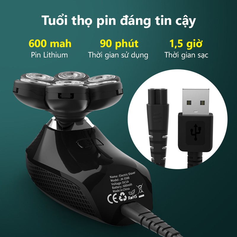 Tông đơ cắt tóc KENSEN 7D 5 trong 1 sạc USB tiện lợi
