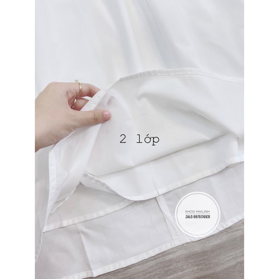 ☘️ ĐẦM TRẮNG SƠ MI THÊU CD LI EO 2 LỚP