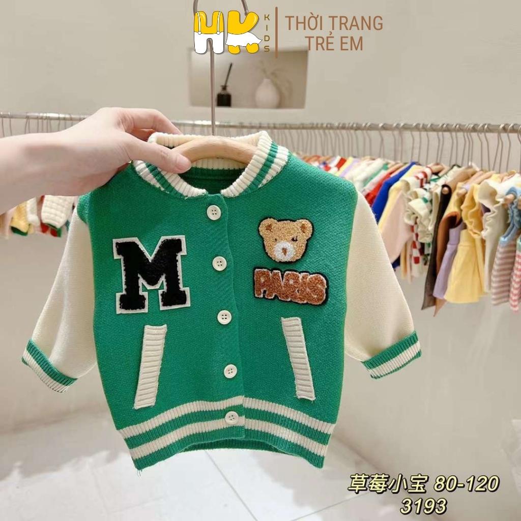 Áo khoác len cho bé HK KIDS, áo len cao cấp dài tay chất len mềm mịn đanh lì size cho bé từ 3 đến 8 tuổi