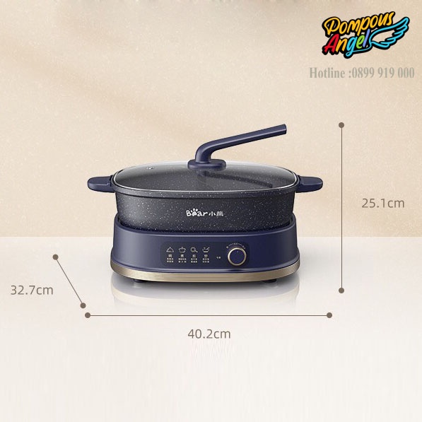 Nồi lẩu nướng điện uyên ương 2 ngăn đa năng chống dính BEAR DHG-C60D1 6L tháo rời bảo hành 12 tháng