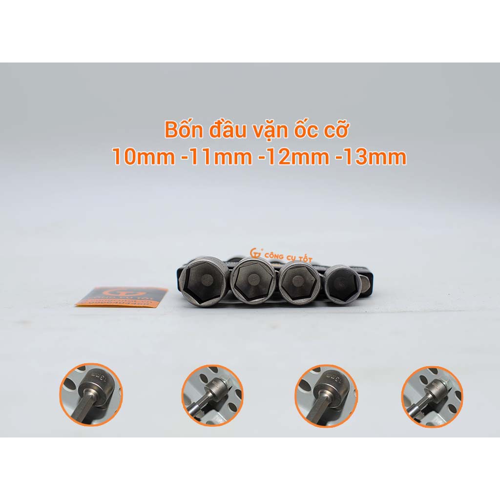 Bộ 9 đầu vặn ốc chuôi lục giác hệ mét từ 5mm-13mm