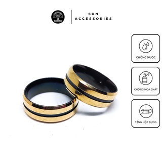 Nhẫn TITAN basic vàng kết hợp 1 sọc đen - Mẫu N-31 - SUN ACCESSORIES
