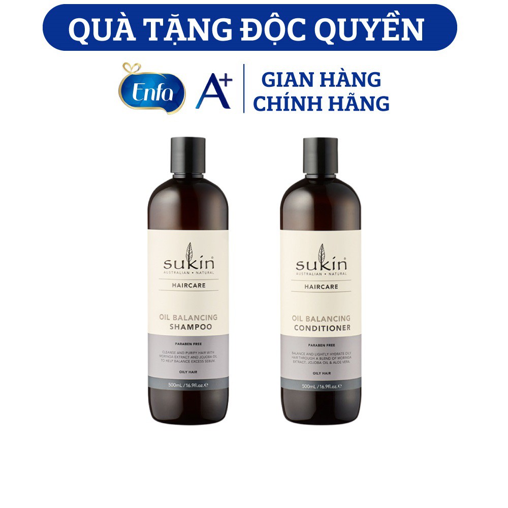 [MKB Gift] Quà Tặng Enfa – Bộ Gội Xả Cân Bằng Dầu Sukin Oil Balancing Shampoo &amp; Balancing Conditioner 500ml/chai