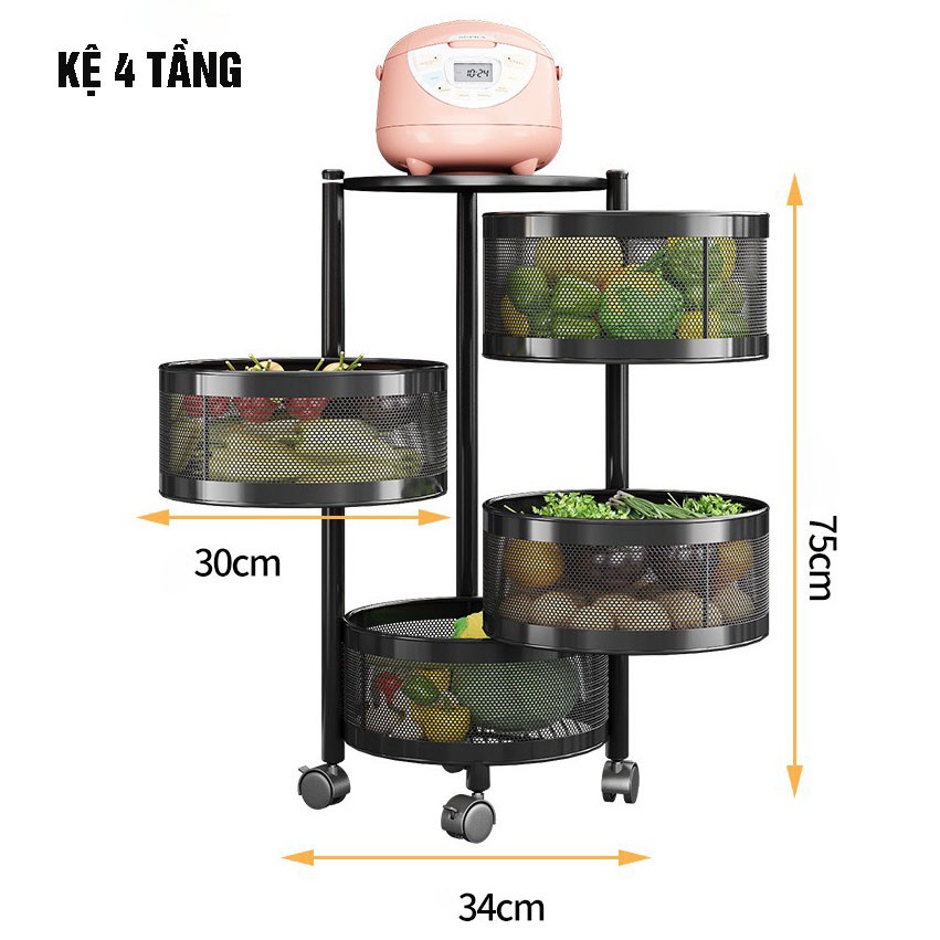 [SALE SỐC] KỆ ĐA NĂNG đựng rau củ quả và đồ gia dụng, di chuyển xoay 360*, dễ dàng lắp đặt, chất liệu thép không gỉ !