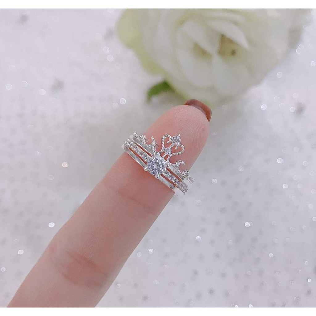 nhẫn bạc vương miện mặt trăng